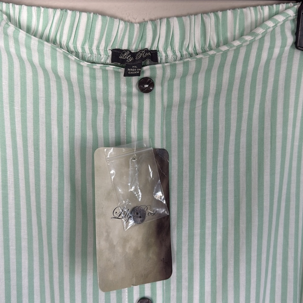 Lily Rose Mint Green and White Striped A-Line Mini Skirt Resort Wear Size XL - Picture 3 of 6